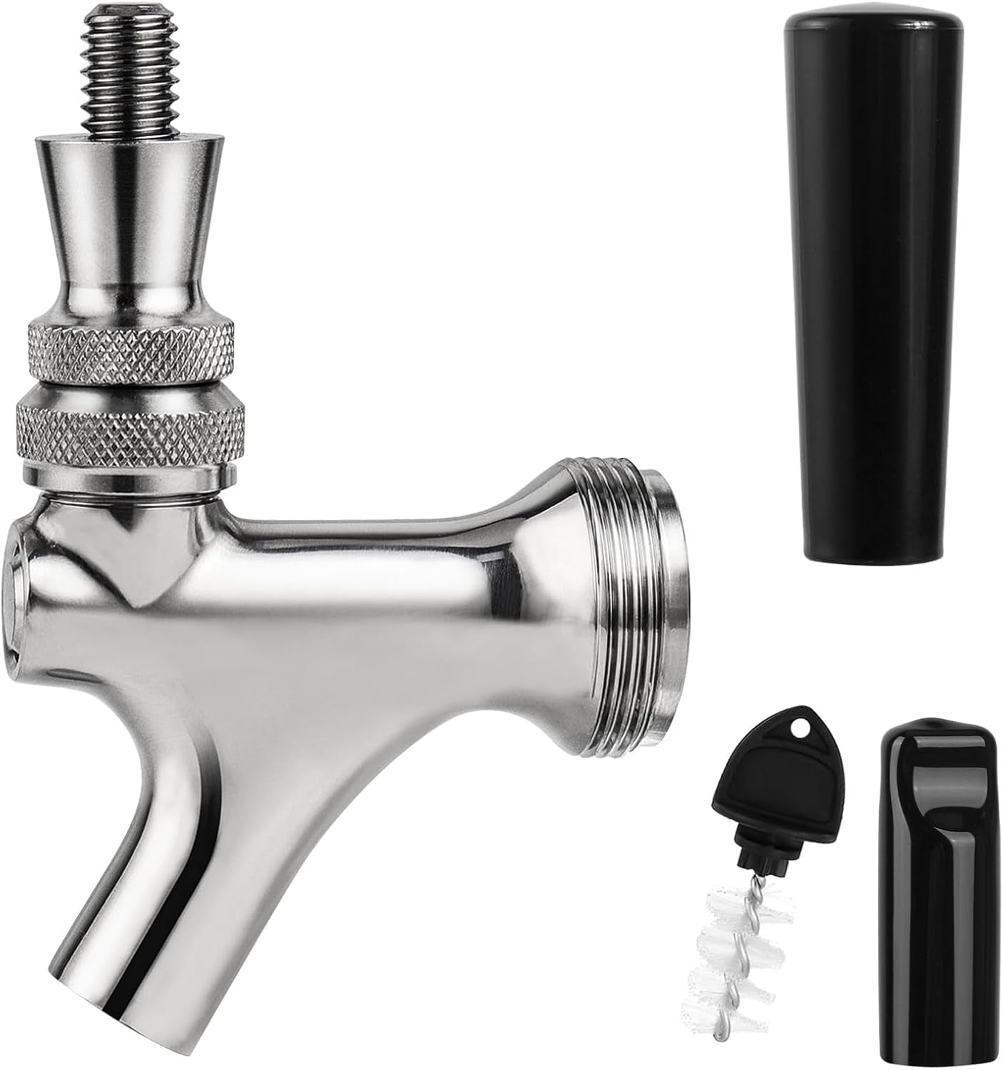 Beer Faucet, Stainless Steel Draft Beer Tap for Kegerator, Beer Tower, with Handle & Plug