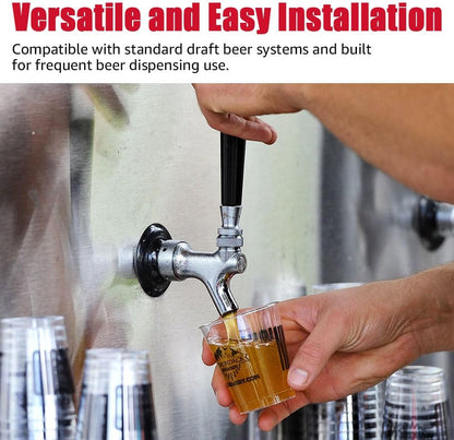 Beer Faucet, Stainless Steel Draft Beer Tap for Kegerator, Beer Tower, with Handle & Plug