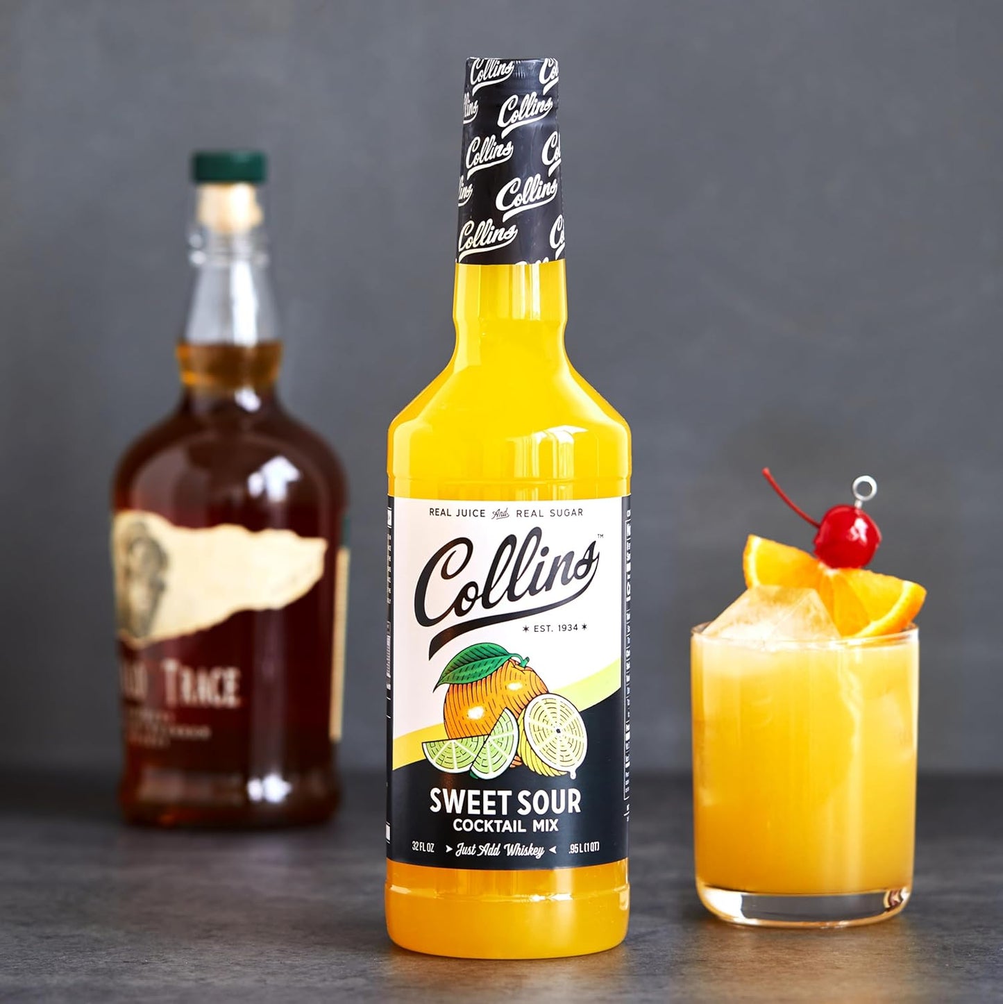 Collins Sweet and Sour Mix | Made with Real Orange and Lemon Juice | Classic Cocktail Recipe Ingredient, Home Bar Accessories Cocktail Mixers 32 Fl Oz