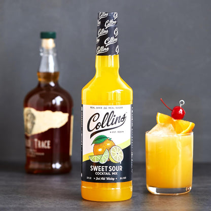 Collins Sweet and Sour Mix | Made with Real Orange and Lemon Juice | Classic Cocktail Recipe Ingredient, Home Bar Accessories Cocktail Mixers 32 Fl Oz