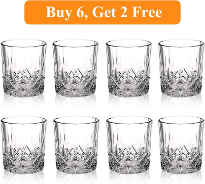 Crystal Whiskey Glasses Set of 8(Buy 6, Get 2 Free), 11 OZ Old Fashioned Whiskey Glasses, Bourbon Cocktail Rocks Glasses, Clear Bar Glasses for Drinking Scotch Vodka Tequila Rum Gift for Men