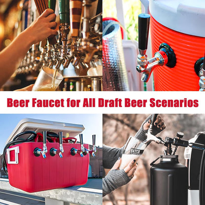Beer Faucet, Stainless Steel Draft Beer Tap for Kegerator, Beer Tower, with Handle & Plug
