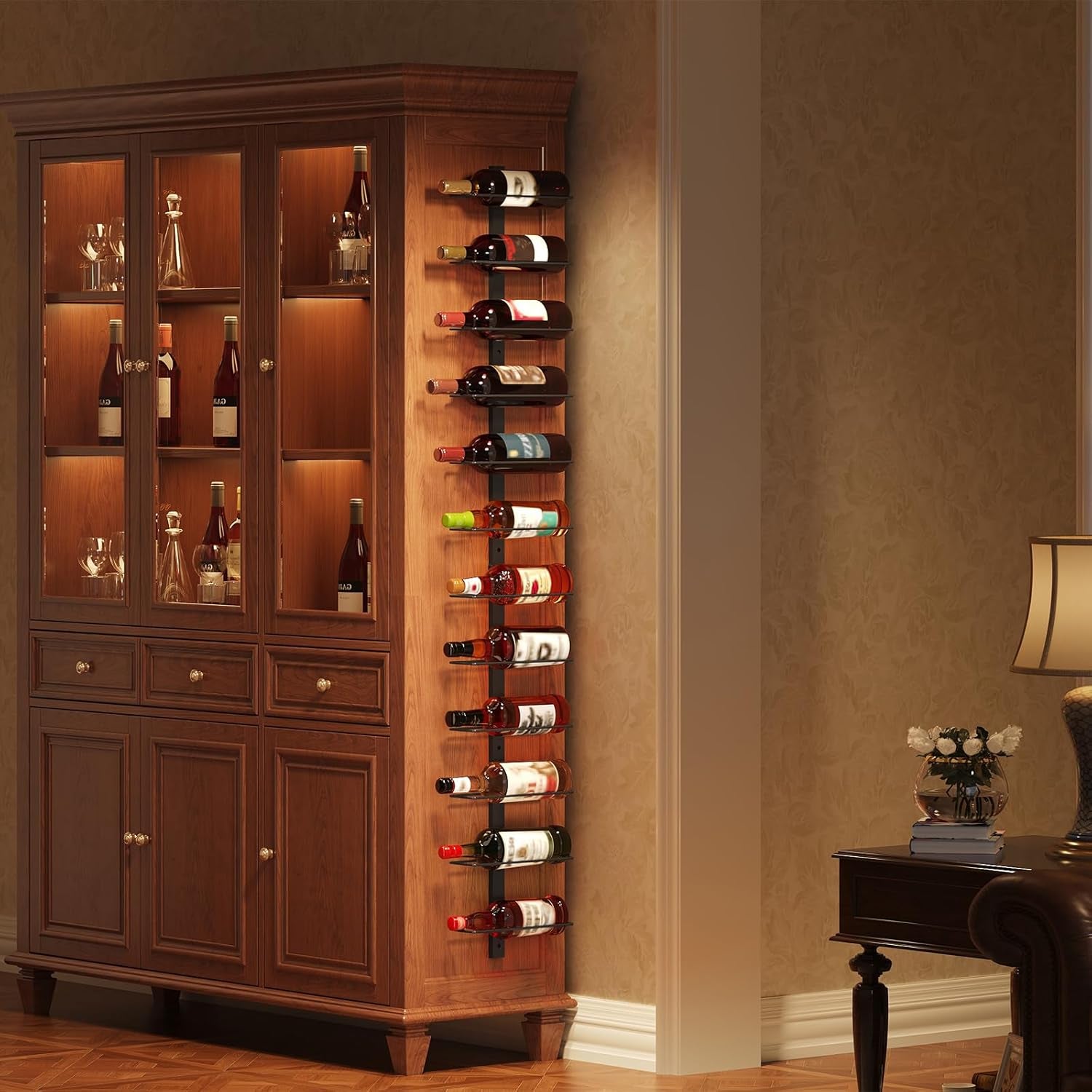 24 Bottles Wall Mounted Wine Rack, Detachable Wall Hanging Bottle Holder, Use as One or Four, DIY Display, Storage Racks for Wine, for Restaurant, Bar, Cellar