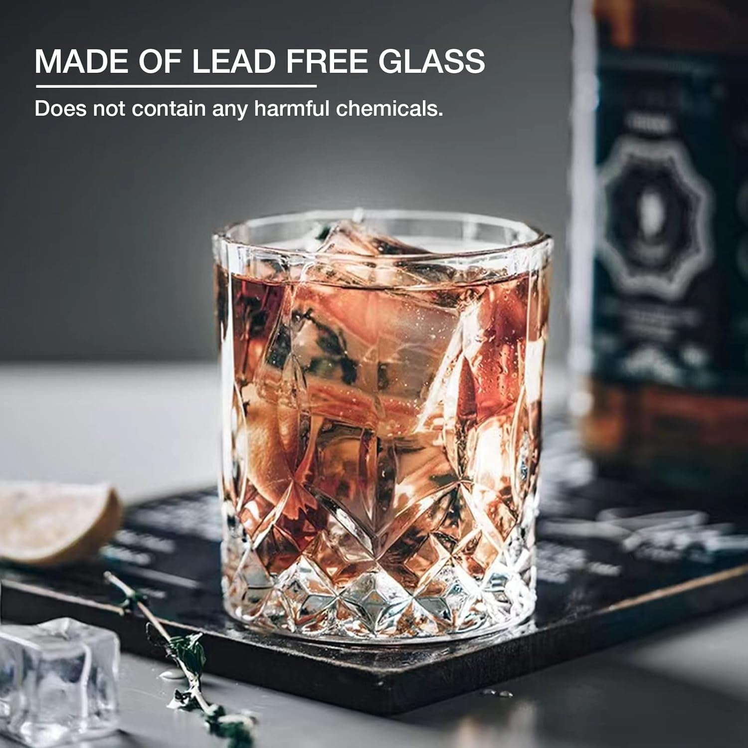 Crystal Whiskey Glasses Set of 8(Buy 6, Get 2 Free), 11 OZ Old Fashioned Whiskey Glasses, Bourbon Cocktail Rocks Glasses, Clear Bar Glasses for Drinking Scotch Vodka Tequila Rum Gift for Men