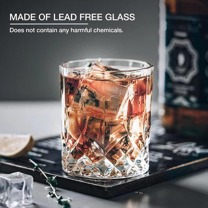 Crystal Whiskey Glasses Set of 8(Buy 6, Get 2 Free), 11 OZ Old Fashioned Whiskey Glasses, Bourbon Cocktail Rocks Glasses, Clear Bar Glasses for Drinking Scotch Vodka Tequila Rum Gift for Men